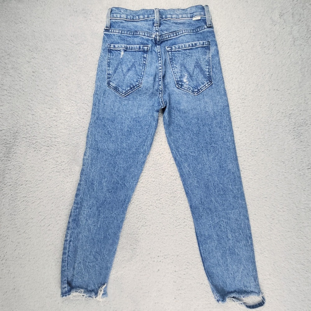 Mother The Tomcat Jeans Womens 24 Blue Distressed High Rise Button Fly Raw Hem - Picture 16 of 16